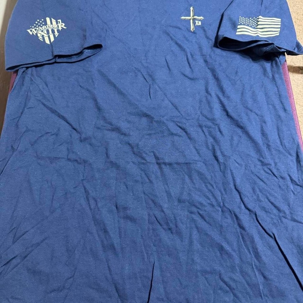 Warrior XII Faith Is My Compass Blue Cotton T-Shirt Mens XL Gildan Ultra Cotton